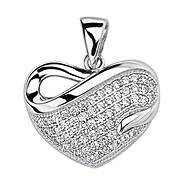 .925 Sterling Silver Micro Pave Cubic Zirconia Heart Charm Pendant