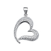 .925 Sterling Silver CZ Micro Pave Floating Heart Charm Pendant