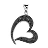 .925 Sterling Silver Black CZ Micro Pave Floating Heart Pendant
