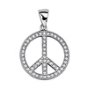 Sterling Silver CZ Micro Pave Peace Sign Charm Pendant