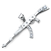 .925 Sterling Silver Cubic Zirconia AK-47 Rifle Charm Pendant