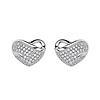 .925 Sterling Silver Micro Pave CZ Heart Push Back Stud Earrings