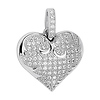 Sterling Silver Cubic Zirconia Antique Style Heart Charm Pendant
