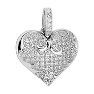 Sterling Silver Cubic Zirconia Antique Style Heart Charm Pendant