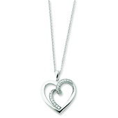 White Ice Sterling Silver 'Soulmate' CZ Heart Charm Necklace