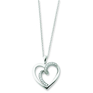 White Ice Sterling Silver 'Soulmate' CZ Heart Charm Necklace