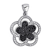 Sterling Silver Cubic Zirconia Blooming Flower Charm Pendant