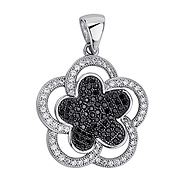Sterling Silver Cubic Zirconia Blooming Flower Charm Pendant