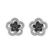 Sterling Silver Cubic Zirconia Micro Pave Blooming Flower Earrings
