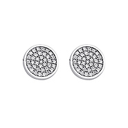 Sterling Silver Cubic Zirconia Micro Pave Circle Stud Earrings
