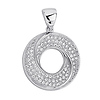 .925 Sterling Silver CZ Micro Pave Swirl Circle Charm Pendant