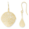 14KY Gold Mesh Small Circle Curved Dangle Earrings