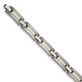 Brushed and Polished Fold-Over Link Titanium Bracelet