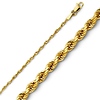 Solid 1.5mm Diamond Cut Rope 14K Yellow Gold Chain & Lobster Clasp