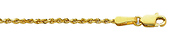 Solid 1mm Diamond Cut Rope 14K Yellow Gold Chain & Lobster Clasp