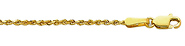 14K Yellow Gold 1mm Diamond Cut Solid Rope Chain Necklace with Lobster Claw Clasp