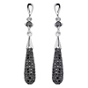 Sterling Silver Micro Pave Black CZ Rain Drop Dangle Earrings
