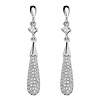 Sterling Silver Micro Pave Cubic Zirconia Rain Drop Dangle Earrings