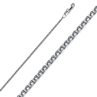 1.3mm Flat Open Wheat 14K White Gold Chain Necklace