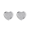 .925 Sterling Silver Micro Pave Cubic Zirconia Heart Stud Earrings