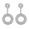 .925 Sterling Silver CZ Micro Pave Circle Dangle Earrings