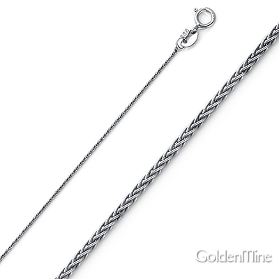 0.7mm Braided Wheat 14K White Gold Chain Necklace