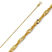 14K Yellow Gold 0.9mm Singapore Chain with Spring Ring Clasp