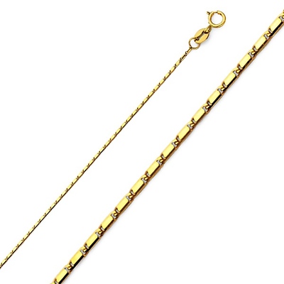 14K Yellow Gold 1mm Snail Link Chain Necklace with Spring Ring Clasp