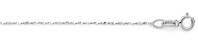 14K White Gold 1mm Twist Serpentine Chain Necklace with Spring Ring Clasp