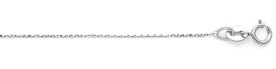 14K White Gold 0.6mm Cobra Chain Necklace with Spring Ring Clasp