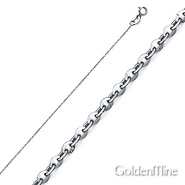 14K White Gold 0.9mm Diamond cut Rolo Cable Chain Necklace with Spring-ring Clasp