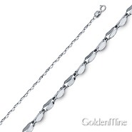 14K White Gold 1.7mm Twisted Mirror Chain Necklace with Spring Ring Clasp