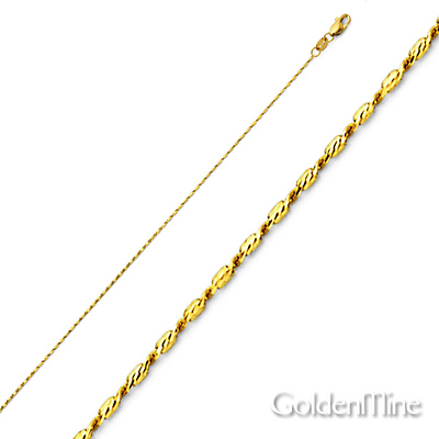 14K Yellow Gold 0.8mm Round Snail Chain Neckalce with Lobster Claw Clasp