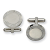 Stainless Steel Round Greek Key Cuff Links
