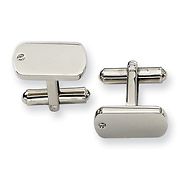 Stainless Steel 0.03 TCW Diamond Polished Cuff Links