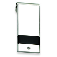 Stainless Steel Black Rubber & CZ Design Polished Money Clip