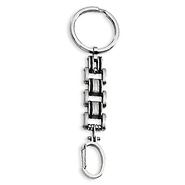 Stainless Steel Black Rubber Brushed & Polished Key Ring