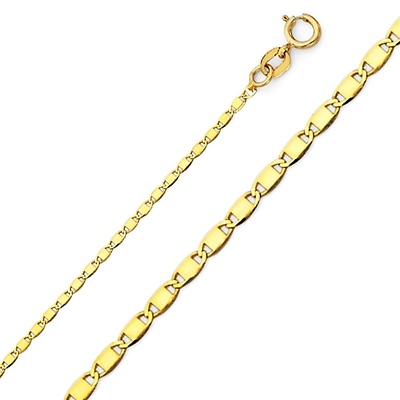 14K Yellow Gold 1.3mm Valentino Chain Necklace with Spring Clasp