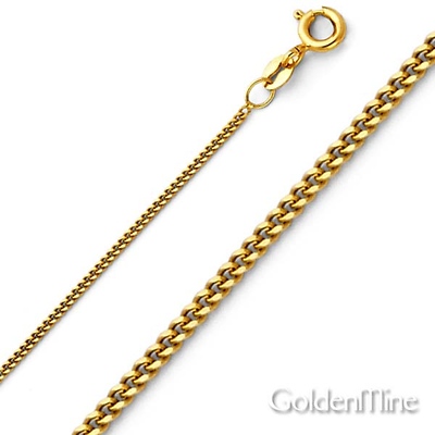 14K Yellow Gold 0.9mm Pendant Curb Chain Necklace