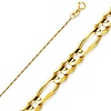 14K Yellow Gold 0.9mm 3+1 Figaro Chain Necklace
