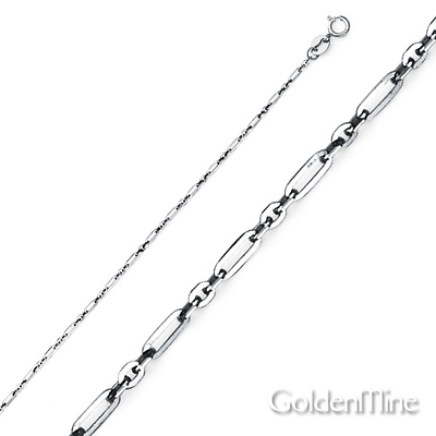 14K White Gold 1.3mm Open 1+1 Cable Chain Necklace