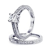 Vintage Style .925 Sterling Silver CZ Engagement Ring Set