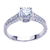 Sterling Silver Round Cubic Zirconia Vintage Style Engagement Ring