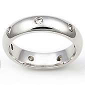 14K White Gold Bezel set Diamond Semi Eternity Band 0.21 ct (size 7.5)