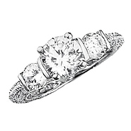 Sterling Silver 3 Stone Round CZ Engagement Ring