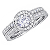 Sterling Silver Round Cut CZ Engagement Ring Set