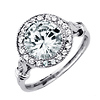 Round Halo Style .925 Sterling Silver  CZ Engagement Ring