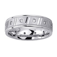 14K White Gold 6mm Diamond Wedding Band 0.24 ct (Size 10)
