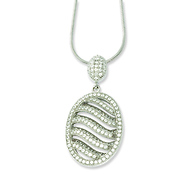 Elliot Skye CZ Oval Wave Design Sterling Silver Charm Necklace