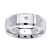 7mm 14K White Gold Carved Cross Round Diamond Eternity Band 0.08ct (Size 8.5)